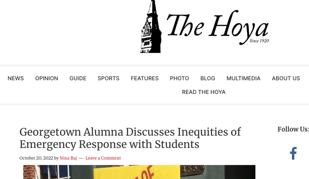 screenshot of The Hoya article headline